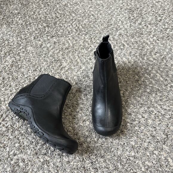 Merrell Women Plaza Mid Black Leather Ankle Boots Size 6.5 Side Zip Casual - Picture 2 of 8